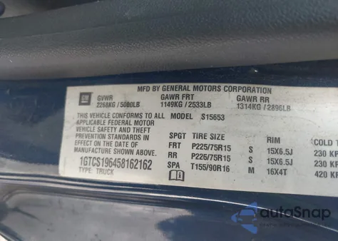 2005 GMC Canyon Sle z USA, uszkodzony, nr VIN 1GTCS196458162162